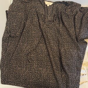 LOFT Black and Tan Patterned Blouse